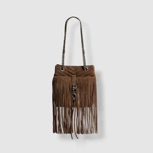 Rebecca Minkoff Edie Bucket Crossbody With Fringe, Porcini